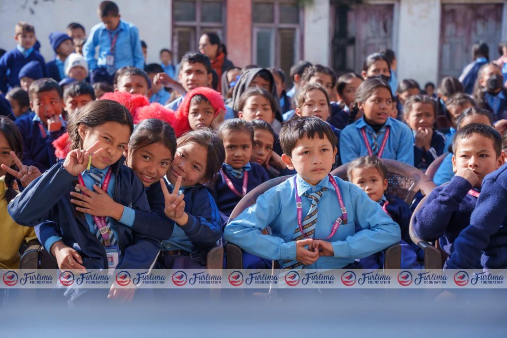 Students at Khagendra Navajeevan Special Education Secondary School gathered during the 'Empowerment through Education' Extracurricular Activities and Awards Distribution Program 2080, organized by Furlima Foundation. The photo captures the students’ anticipation and excitement, symbolizing unity, inclusion, and academic empowerment.